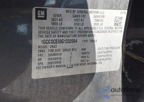 2016 Chevrolet Colorado Lt из США, поврежденный, VIN 1GCGSCE30G1332084